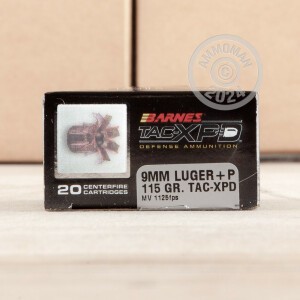 Image of 9mm Luger ammo by Barnes that's ideal for home protection.