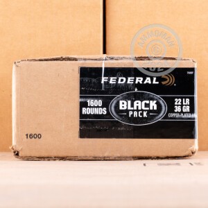 Photo detailing the 22 LR FEDERAL BLACK 36 GRAIN CPHP (1600 ROUNDS) for sale at AmmoMan.com.