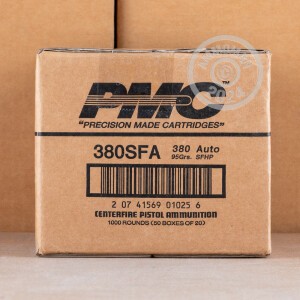 Photo detailing the .380 ACP PMC STARFIRE 95 GRAIN JHP (1000 ROUNDS) for sale at AmmoMan.com.