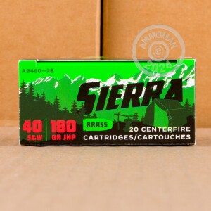 A photo of a box of Sierra Bullets ammo in .40 Smith & Wesson.