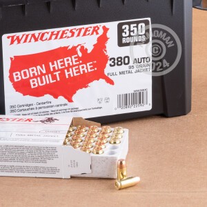 Photograph showing detail of 380 ACP WINCHESTER 95 GRAIN FMJ (350 ROUNDS IN FIELD BOX)