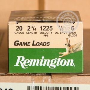 Image of the 20 GAUGE REMINGTON GAME LOADS 2-3/4" 7/8 OZ. #6 SHOT (250 ROUNDS) available at AmmoMan.com.