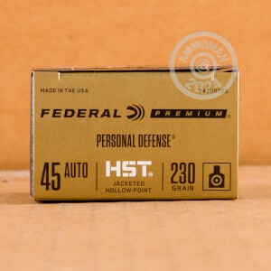 Image of the 45 ACP FEDERAL HST 230 GRAIN JHP (20 ROUNDS) available at AmmoMan.com.