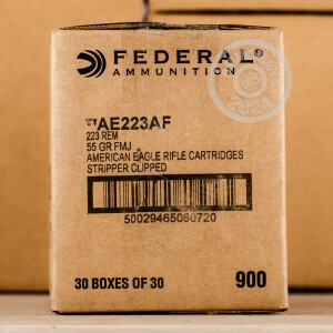 Image detailing the brass case and boxer primers on 30 rounds of Federal ammunition.