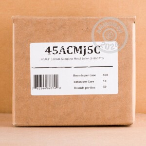 Image of the 45 ACP FIOCCHI 230 GRAIN CMJ (500 ROUNDS) available at AmmoMan.com.