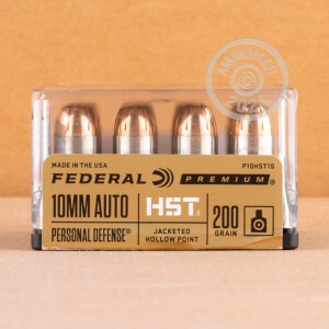Image of the 10MM FEDERAL PERSONAL DEFENSE HST 200 GRAIN JHP (20 ROUNDS) available at AmmoMan.com.