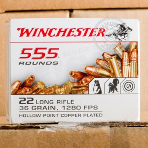 Photo detailing the 22 LR WINCHESTER 36 GRAIN CPHP (555 Rounds) for sale at AmmoMan.com.