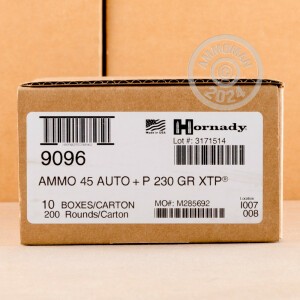 Image of the 45 ACP HORNADY XTP 230 GRAIN +P JACKETED HOLLOW POINT (20 ROUNDS) available at AmmoMan.com.