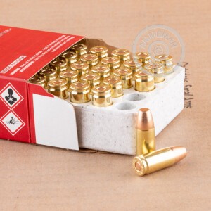 Photo detailing the 9MM WINCHESTER USA READY 115 GRAIN FMJ FN (500 ROUNDS) for sale at AmmoMan.com.