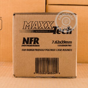 An image of 7.62 x 39 ammo made by MaxxTech at AmmoMan.com.