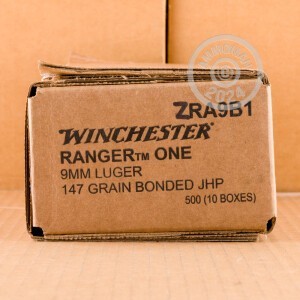 Photograph showing detail of 9MM WINCHESTER RANGER ONE 147 GRAIN JHP (500 ROUNDS)