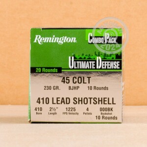 Image of the 410 BORE REMINGTON ULTIMATE DEFENSE COMBO PACK 45 COLT (20 ROUNDS) available at AmmoMan.com.