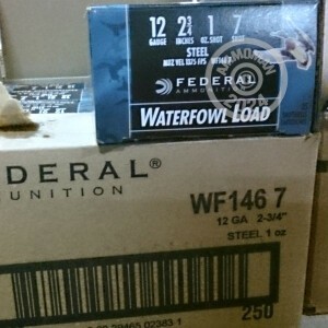Photo detailing the 12 GAUGE FEDERAL STEEL SHOT WATERFOWL 2-3/4" #7 SHOT (250 ROUNDS) for sale at AmmoMan.com.