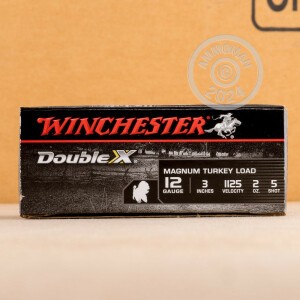 Photo detailing the 12 GAUGE WINCHESTER DOUBLE-X 3" #5 MAGNUM TURKEY LOAD (10 ROUNDS) for sale at AmmoMan.com.