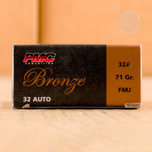 Bm32 Rounds .32 ACP Ammo - 50 Rounds of PMC Bronze 71 Grain FMJ at AmmoMan.com
