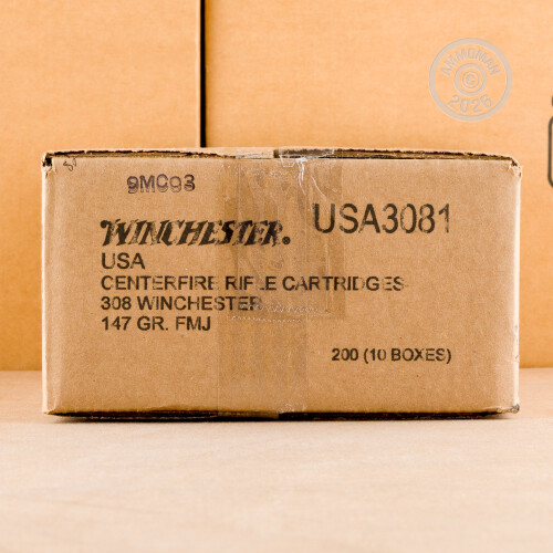 308 Win Ammo - 20 Rounds of Winchester 147 Grain FMJ at AmmoMan.com