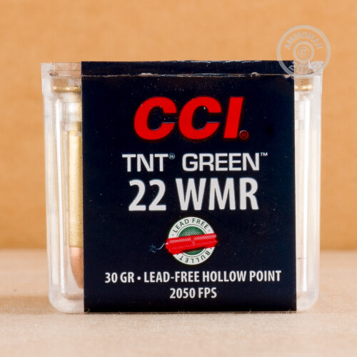 50 Rounds of 22 WMR 30 Grain CCI TNT Green HP Ammo at AmmoMan.com