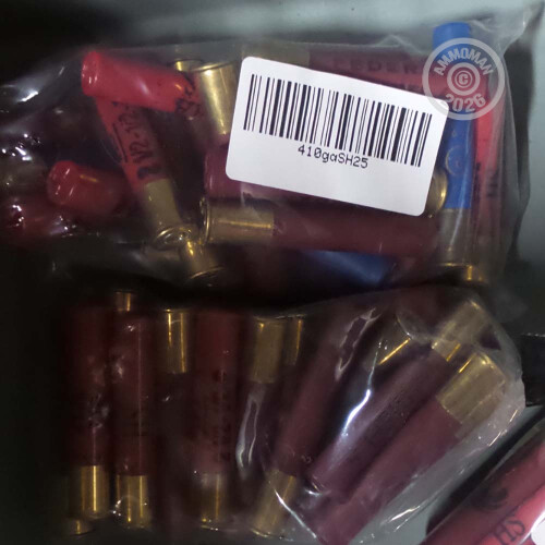 25 Rounds of 410 Gauge Mixed Bird Shot Ammo at AmmoMan.com