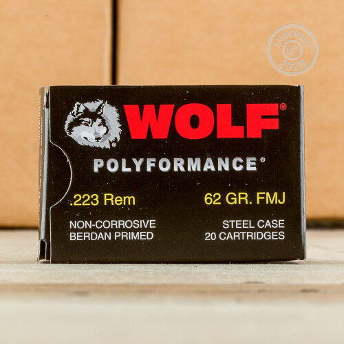 500 Rounds of Wolf 62 Grain FMJ 223 Ammo with Free Shipping at