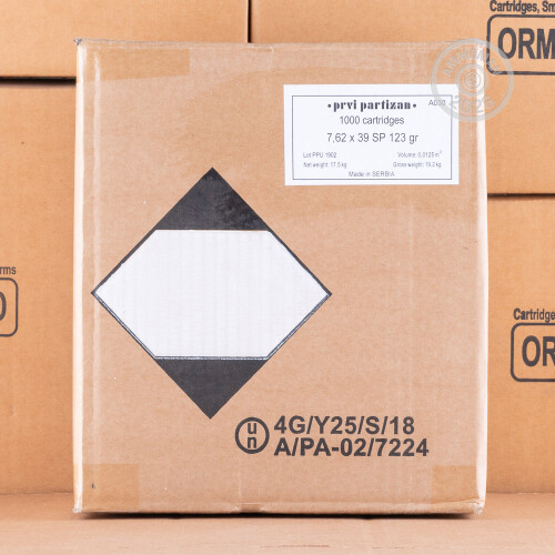 1000 Rounds of Prvi Partizan PP7.33 123 Grain Soft Point 7.62x39