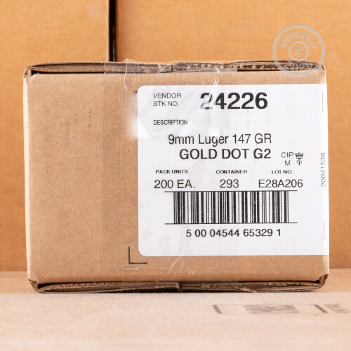 9mm Ammo at AmmoMan.com - Speer Gold Dot G2 147 Grain JHP - 200 Rounds