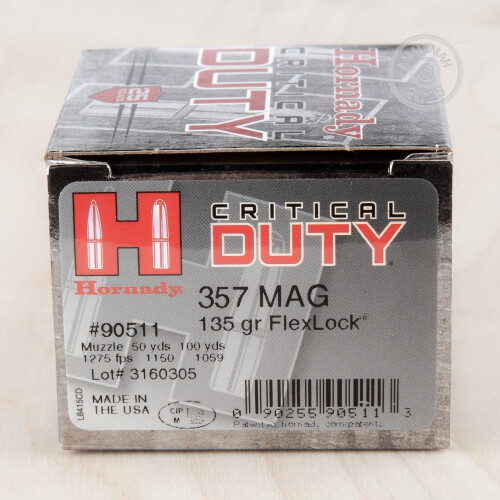 250 Rounds of 357 Magnum 135 Grain Hornady JHP Ammo at AmmoMan.com