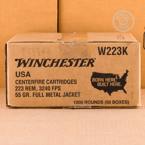 223 Rem Ammo at AmmoMan.com - Winchester USA 55 Grain FMJ - 1000