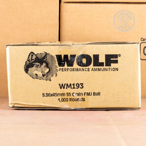 1000 Rounds of 5.56x45 55 Grain Wolf Gold FMJ Ammo at AmmoMan.com