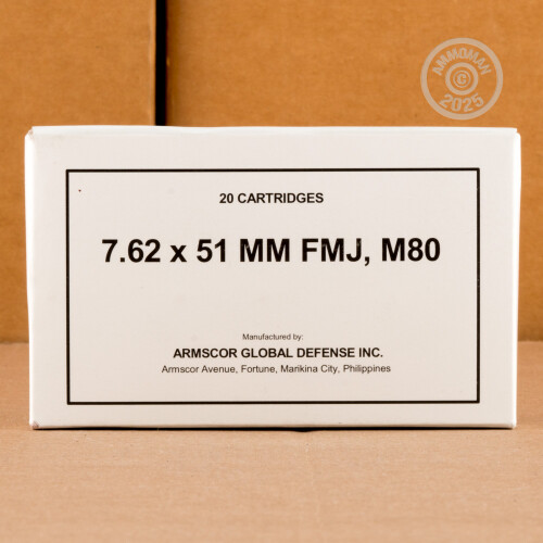 200 Rounds of Armscor 147 Grain FMJ M80 7.62x51 Ammo with Free Shipping ...