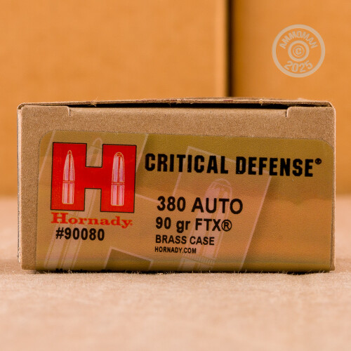 25 Rounds of 380 Auto 90 Grain Hornady Critical Defense FTX