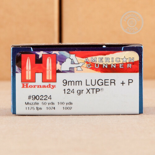 250 Rounds of 9mm +P 124 Grain Hornady American Gunner JHP Ammo at ...
