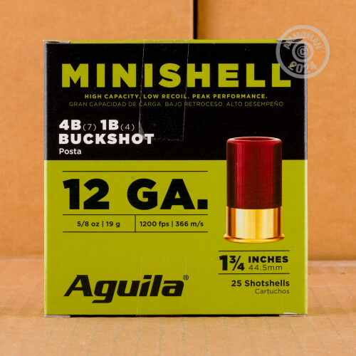 12 Gauge Ammo - 250 Rounds of 1-3/4” 5/8 oz. #1 & #4 Buckshot by Aguila ...
