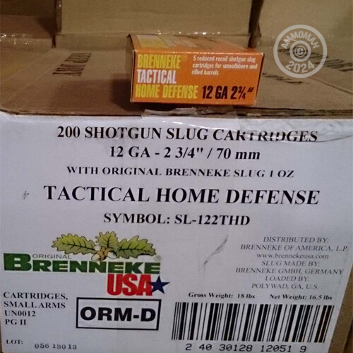 5 Rounds of 12 Gauge 23/4" Brenneke Tactical Home Defense Slug Ammo at
