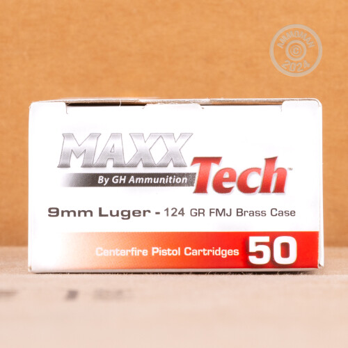 9mm Ammo at MAXX Tech 124 Grain FMJ 500 Rounds