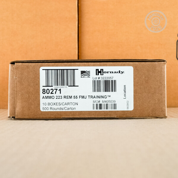 500 Rounds of 223 Rem 55 Grain Hornady TAP Training FMJ Ammo at AmmoMan.com