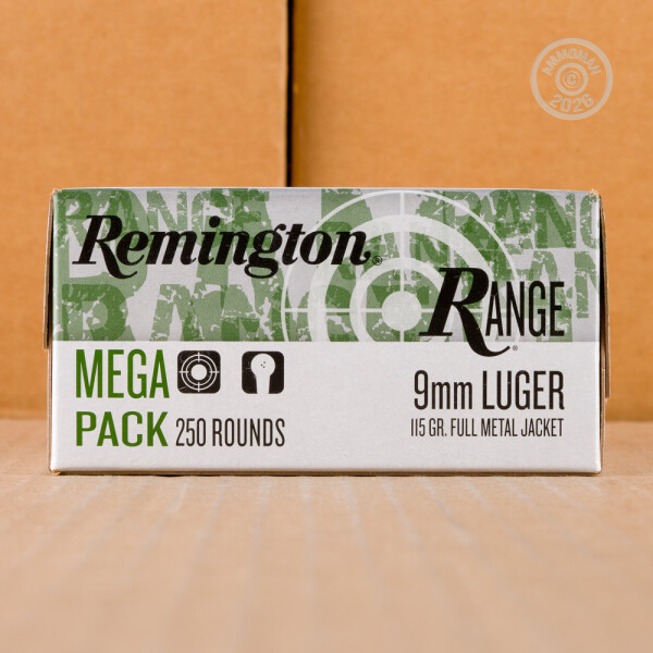 Range Rounds 9mm Ammo at AmmoMan.com - Remington Range 115 Grain FMJ - 1000 Rounds