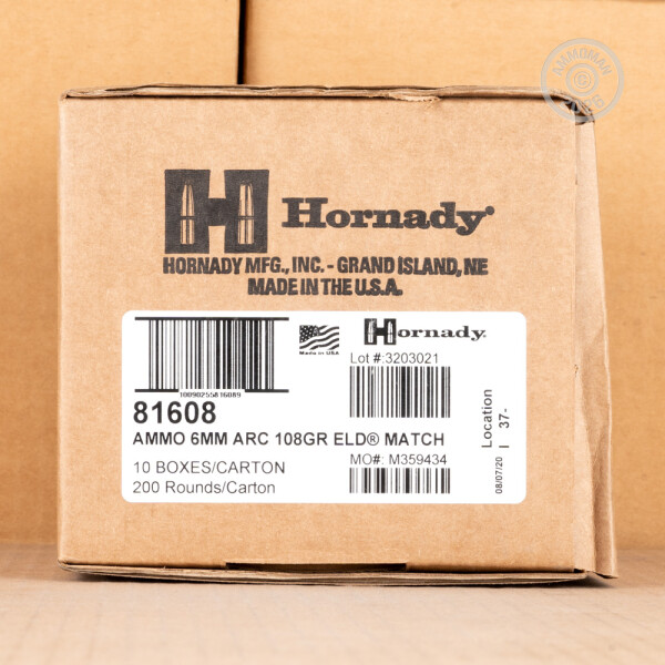 Hornady 6mm ARC Ammo at AmmoMan.com - 108gr ELD Match - 200