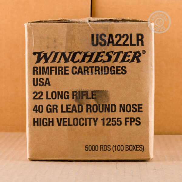 22 LR Ammo at AmmoMan.com - Winchester USA 40 Grain LRN - 5000 Rounds
