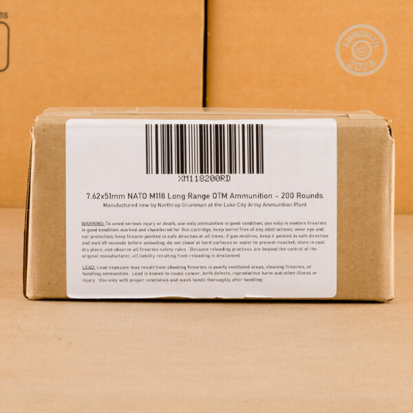 M118 7.62 NATO Ammo - 200 Rounds of Federal Lake City M118 Long Range 175 ...