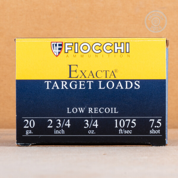 20 Gauge Ammo 25 Shells of Fiocchi Low Recoil Target 23/4" 7.5 Shot at