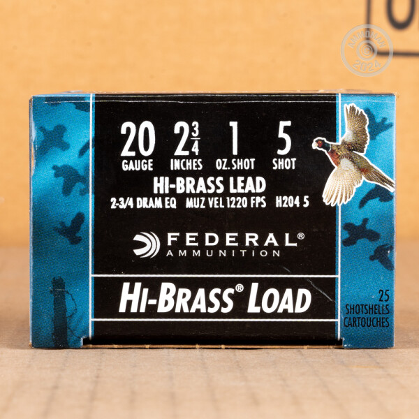 250 Rounds of 20 Gauge 2-3/4” 1 oz. Federal Game Load Upland Hi-Brass ...