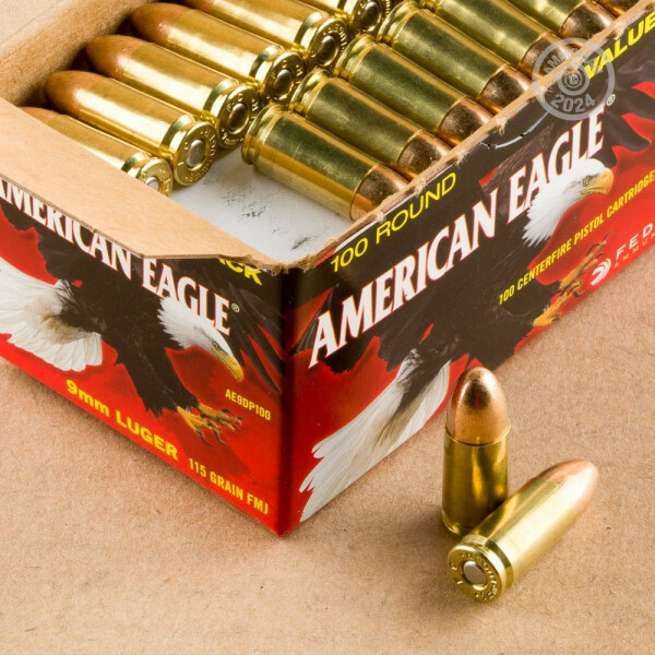 9mm Luger Ammo - 500 Rounds of Federal American Eagle 115 Grain FMJ at ...