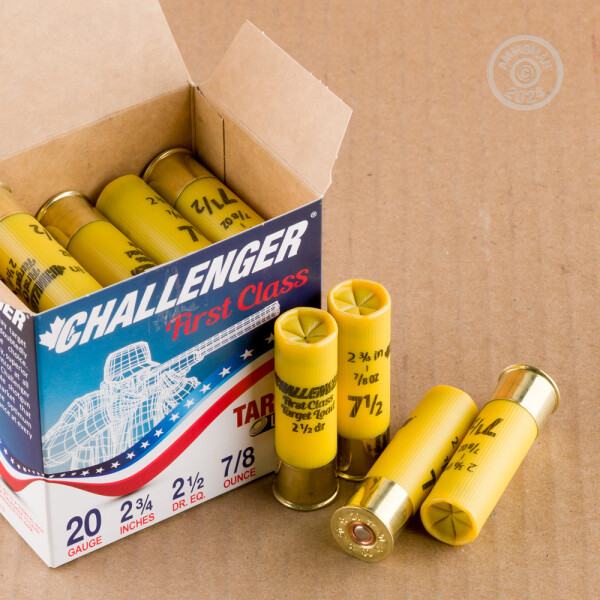 250 Rounds of 20 Gauge 2-3/4” 7/8 oz. Challenger #7.5 Shot Ammo at ...