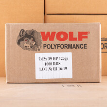 Image of Wolf 7.62 x 39 rifle ammunition.