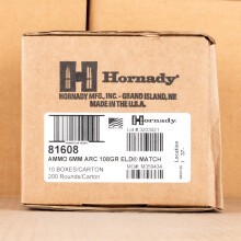 Photo detailing the 6mm ARC Hornady 108 Grain ELD Match (20 Rounds) for sale at AmmoMan.com.