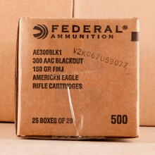 Photo detailing the 300 AAC BLACKOUT FEDERAL AMERICAN EAGLE 150 GRAIN FMJ (500 ROUNDS) for sale at AmmoMan.com.