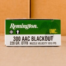 An image of 300 AAC Blackout ammo made by Remington at AmmoMan.com.