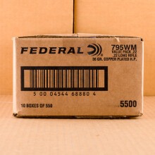A box of Federal ammo in .22 Long Rifle that's often used for hunting varmint sized game, training at the range.