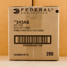 An image of 243 Winchester ammo made by Federal at AmmoMan.com.