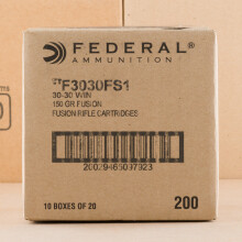 A photo of a box of Federal ammo in 30-30 Winchester.